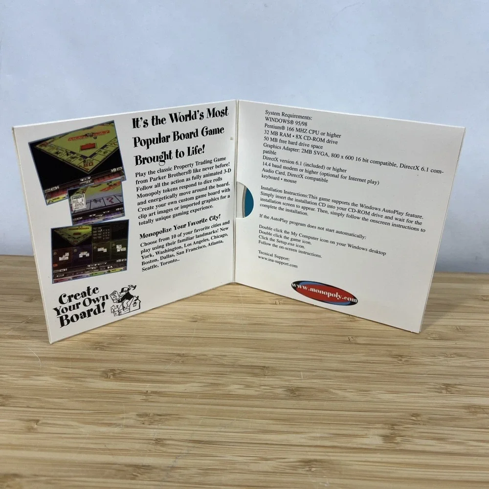 Vintage Monopoly 3D PC CD Rom Infogrames Windows 98